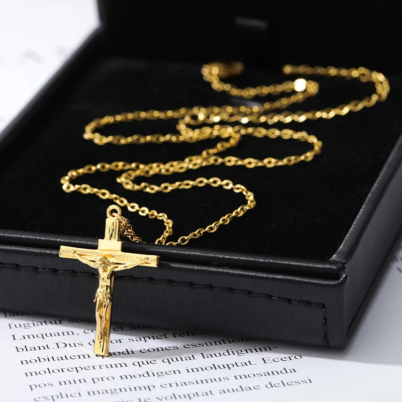 Stainless Steel Christian Cross Necklace for Men and Women - Jewelry for Prayer and Baptism Gifts