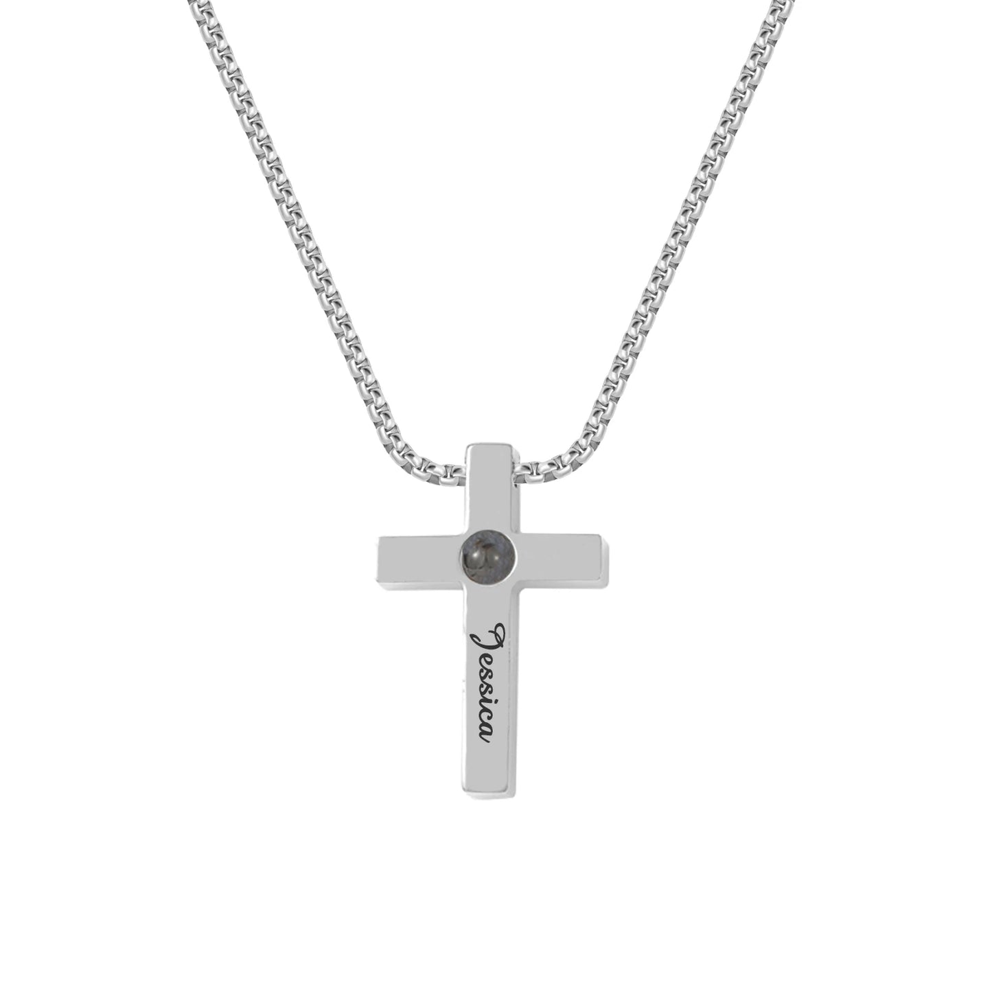 Customized Cross Projection Necklace Men Personality Memorial Gifts for Birthday Anniversary Best Gifts Men'S Jewelry