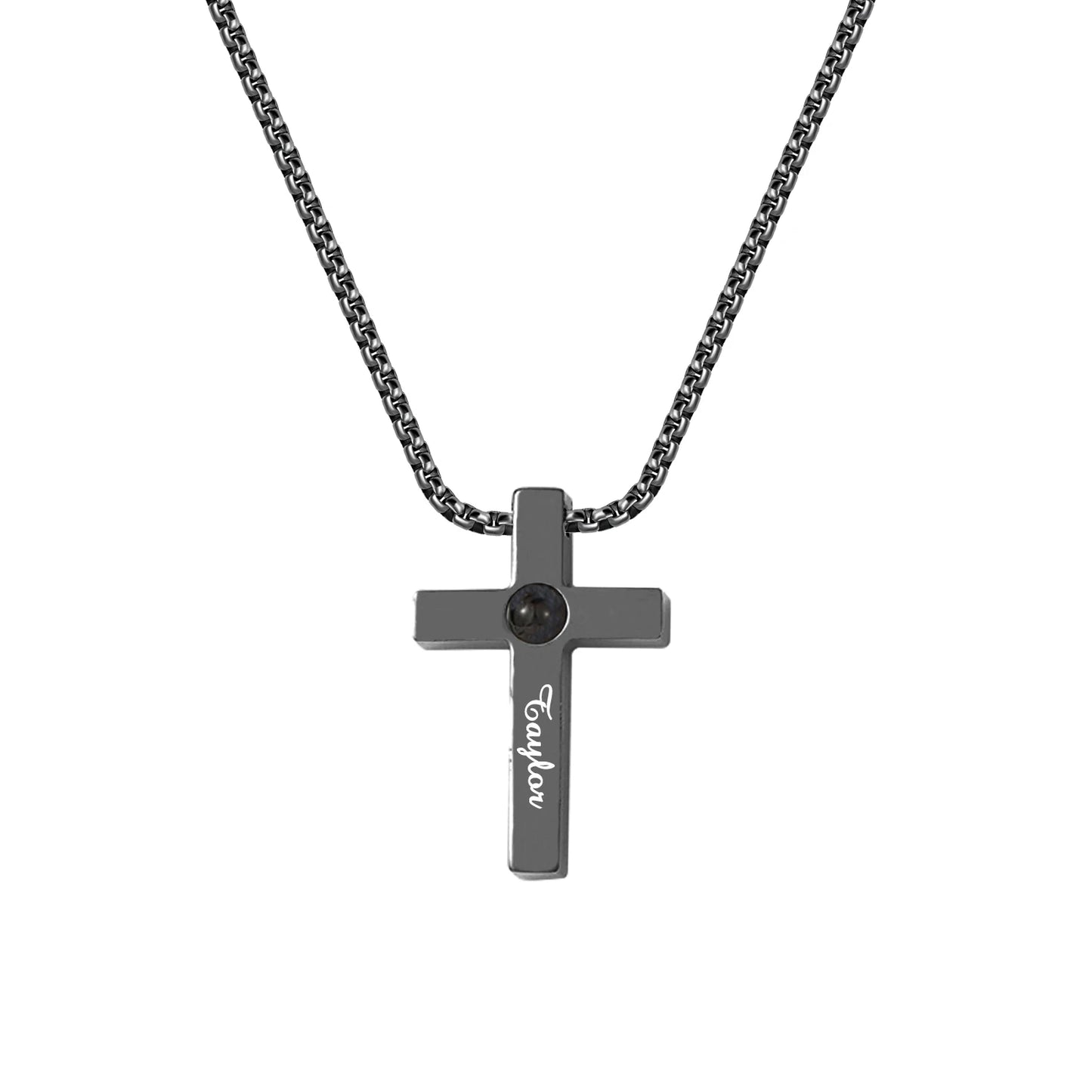 Customized Cross Projection Necklace Men Personality Memorial Gifts for Birthday Anniversary Best Gifts Men'S Jewelry